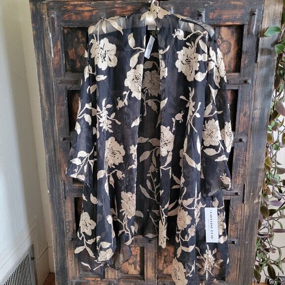 Caroline Rose Floral Burnout Swing Jacket Sz M NWT - Picture 3 of 7